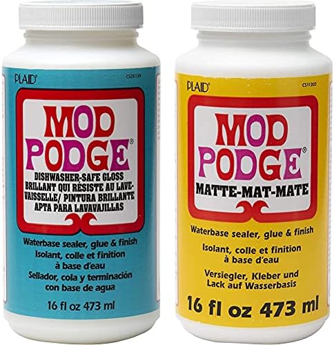 Mod Podge Podge Safe Safe Safe -Base Sealer, דבק וגימור, CS25139 Gloss & CS11302 איטום בסיס מים, דבק וגימור, 16 גרם, מט