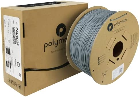 PolyMaker 3kg קשוח PLA 3D מדפסת נימה 1.75 ממ, נימה אפור PLA - Polymax 1.75 PLA נימה אפור, חילוף דפוס תלת מימד
