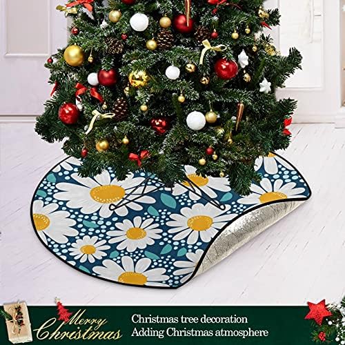מחצלת עץ חג המולד של חיננית פרחונית מחצלת עץ עמיד למים שטיח מחצלת מגש מתחת לאביזר עץ חג המולד להגנה על הרצפה