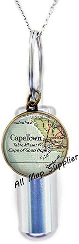 AllMapsupplier Cermation Cermation Urn שרשרת קייפ טאון מפה מפה, Urn Cape Town, שרשרת הכריפה של קייפ טאון, תכשיט מפות דרום