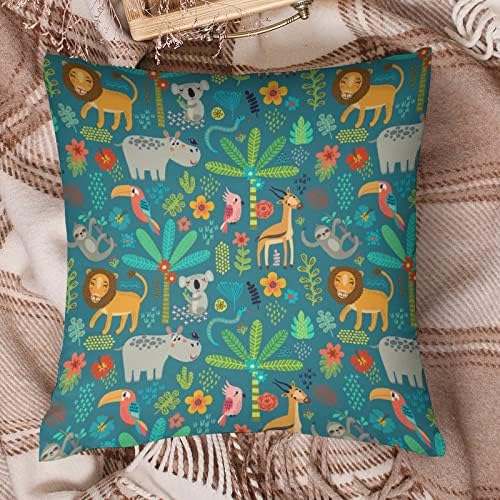 חיות ג'ונגל מרובעות מארז כרית כרית פוליאסטר כיסויים לזרוק כיסויי כריות לעיצוב ספה