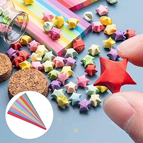 Artibetter 1000 PCS אוריגמי כוכבי נייר רצועות נייר מתקפלות רצועות נייר 10 צבעים פנטגרם אוריגמי נייר כוכב מזל לילדים