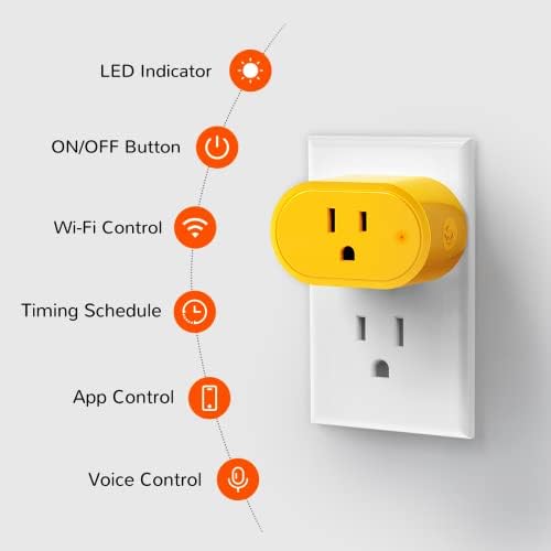 JJC Smart Plug 18C, WiFi Outlet תואם ל- Alexa ו- Google Home Assistant, Mini Smart Home Pligs עם פיתוח טיימר ובקר