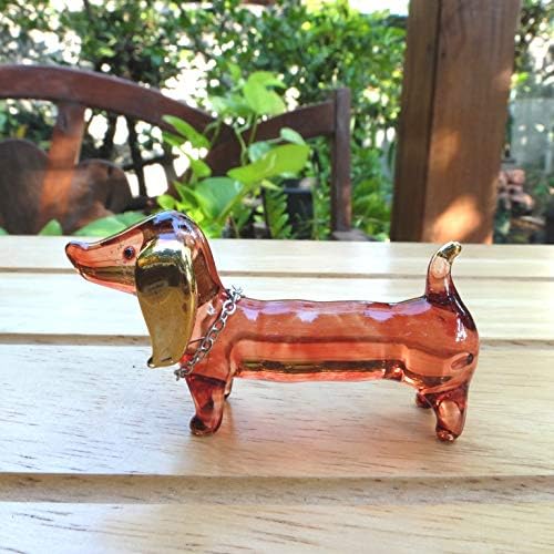 כלב DACHSHUND בעבודת יד עם זהב לקצץ זכוכית מפוצצת חיות מחמד חיות מחמד דמויות אספנות פסלונים מגניבים קישוט