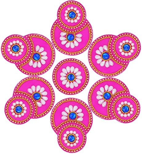 מעצב אקרילי רנגולי למשרד ביתי דיוואלי פסטיבלים הודיים קישוט מסורתי משובץ עם קישוטי רצפה של אבני דמוי