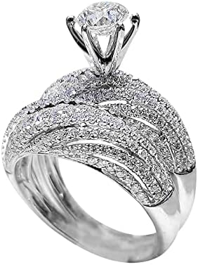 טבעות אופנה לנשים גבירותיי יהלום נוצץ יהלום מלא יהלום כפול סט טבעת הבטחת טבעת סט טבעת אירוסין טבעת זירקוניה שתי סט חתיכה