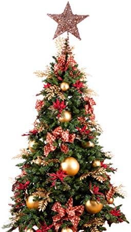 Sewacc 20 סמ עץ כוכב חג המולד טופר דקורטיבי נוצץ עץ-ראש-טופ-טופ צורת כוכב עץ טופר טופר עץ חג המולד קישוט קישוט