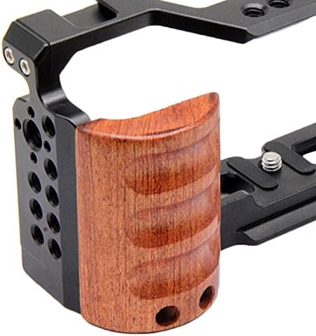 Baoblaze מצלמה דיגיטלית כלוב ידית עץ כפתור נייד נגיש עם 1/4 ברגים 3/8 ברגים חור עבור ZV-E10