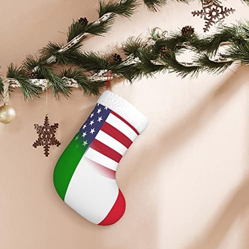QG ZZX גרבי חג המולד עם דגל אמריקאי קטיפה סופר -קטיפה סופר רך ודגל איטלקי גרבי חג המולד גרב קישוטי חג המולד