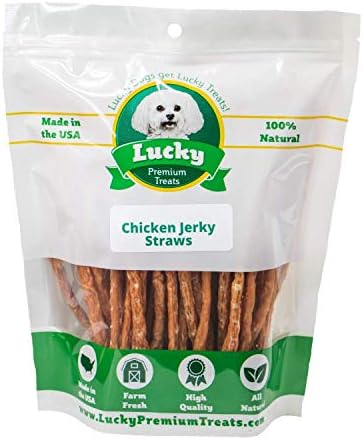 Lucky Premium מטפל בצרור גדול לכלבים קטנים - 40 סמק. עוף עטוף לעיסה גולמית ו 13oz. שקית קש קופצני עוף, עור גולמי טבעי