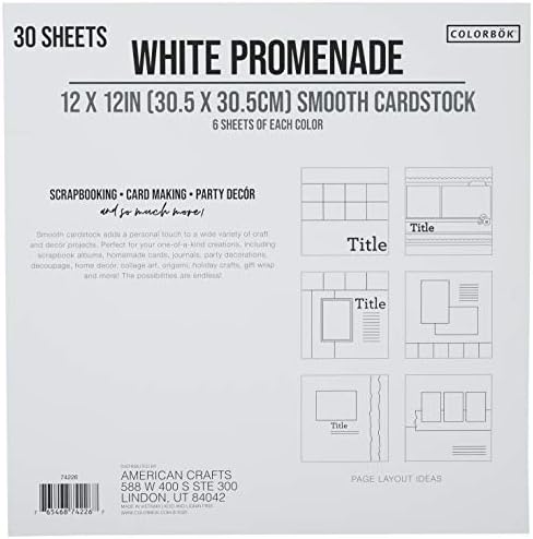 Colorbok 12x12in טלוף לבן קלף לבן, רב צבעוני