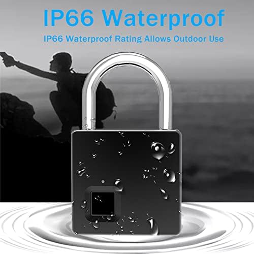 מנעול טביעות אצבע, עם 2 מפתחות גיבוי, IP66 אטום למים המתאים למנעול חכם חיצוני חיצוני, כבד עם USB