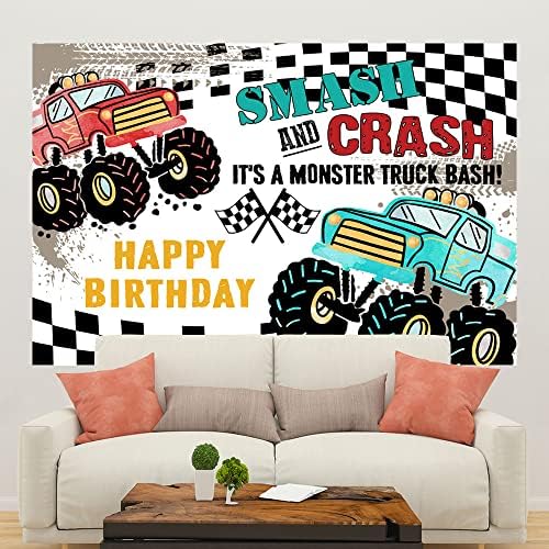Ticuenicoa 5 × 3ft משאית עם מסיבת יום הולדת נושא יום הולדת תפאורה מפלצת בנים ילדים יום הולדת שמח רקע