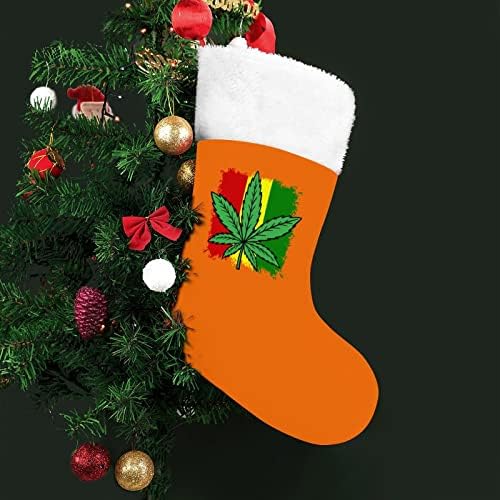 דגל העלים של ראסטה דגל עלים גרבי חג המולד קטיפה אדומה עם שקית ממתקים לבנה קישוטי חג המולד ואביזר מסיבות משפחתיות