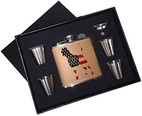 מקרי סאנשיין-דגל בולדוג אמריקאי 6 עוז. משקאות בקבוקון שחור קופסא מתנת סט כולל. כוסות יריות וצינור