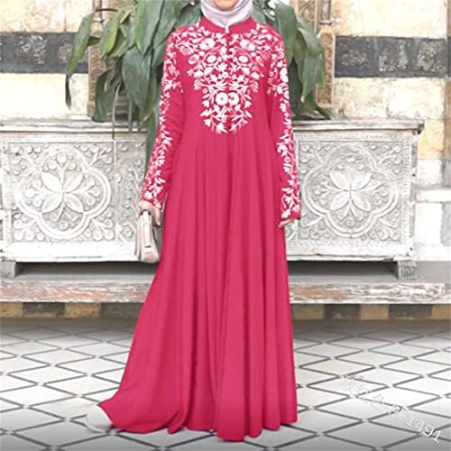 שמלות קפטן של זפוטי לנשים שרוול ארוך פרוע פרחוני מקסי מוסלמי ערבי שמלה אפריקאית פקיסטנית