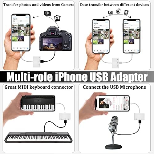 PNBACE iPhone ל- USB מתאם, מתאם USB לאייפד, 3 ב 1 USB למתאם ברק, מתאם USB לתמיכה באייפון תמיכה ב- iPhone/iPad/iOS 16, מתאם