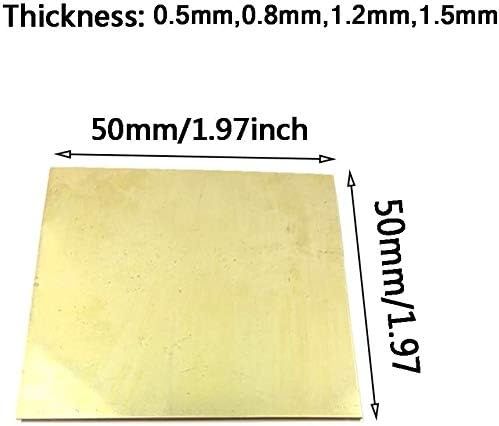 Xunkuaenxuan מתכת נחושת נייר פליז פליז פליז צלחת מתכת מתכת קירור גולמי חומרים תעשייתיים H62 Cu 50mmx50 ממ, 0. 5 * 50 * 50