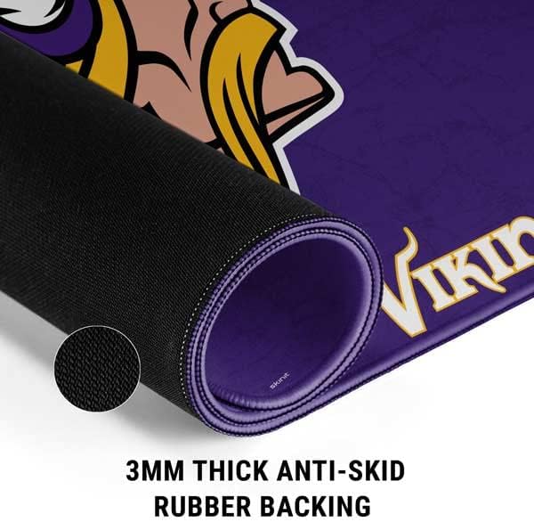 Skinit מורשה רשמית NFL Minnesota Vikings Design במצוקה, 35.75 x 15.4 כרית עכבר משחק גדולה במיוחד עם קצוות תפרים, כרית שולחן