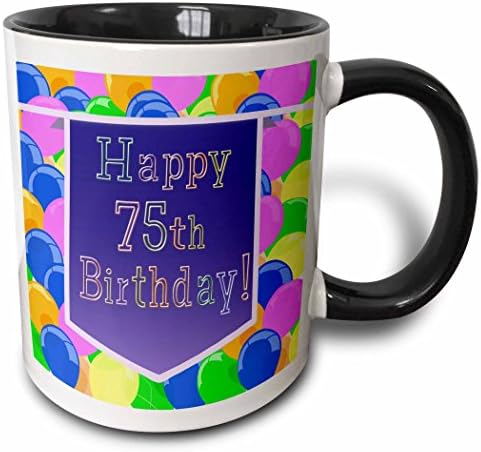 בלונים 3 דרוזים עם באנר סגול שמח יום הולדת 75 ספל שני טונים, 11 גרם, שחור