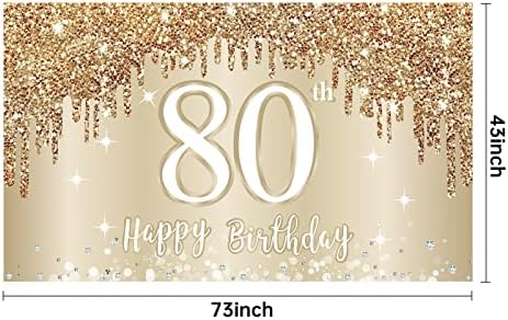 שמח 80 יום הולדת באנר רקע קישוטי עבור נשים, זהב לבן 80 יום הולדת סימן ספקי צד, שמונים שנה ישן יום הולדת תא