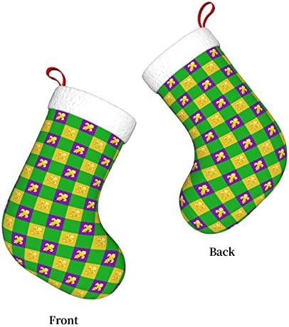 Cutedwarf Mardi Gras Fleur de Lis Christma Stockings קישוטי עץ חג המולד גרביים לחג המולד למסיבות חג חג המולד 18