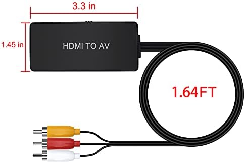 ממיר LVY HDMI לממיר RCA, HDMI למתאם ממיר אודיו וידאו מורכב, HDMI ל- AV, תומך ב- PAL/NTSC עבור PS4, Xbox, Switch,