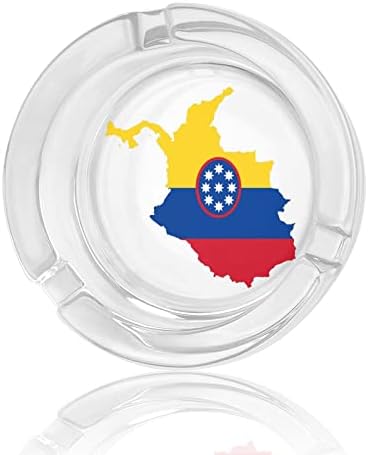 דגל מפת דגל של קולומביה מחזיק מאפרות מזכוכית עגולה לסיגריות מארז מגש אפר מעשן חמוד