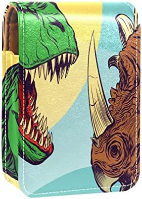 ירוק חום דנוזאור קרב צהוב כחול גלוס פאוץ נייד נסיעות קוסמטי פאוץ להחזיק 2 או 3 שפתון גלוס