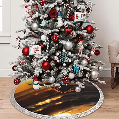 הדפסת נשר עם תאורה אחורית חצאית עץ חג המולד עם ציצית 48 מעבה עץ חג המולד חצאיות חג המולד קישוטי חג המולד