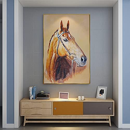 ציור שמן אנכי מצויר ביד - ראש סוס מופשט בגודל גדול כניסה לאמנות ציור שמן על בד, יצירות אמנות מודרניות לעיצוב מסדרון