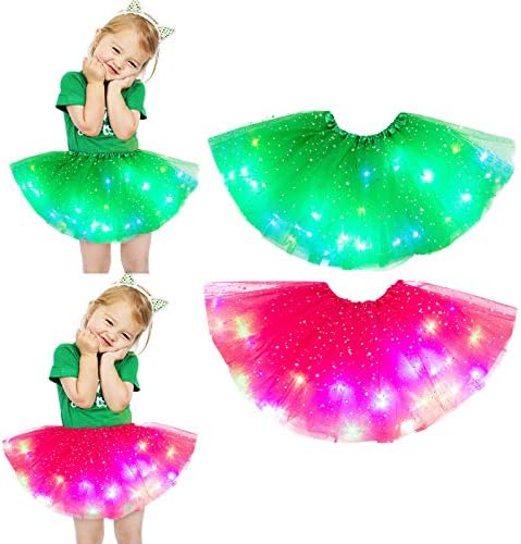 תינוקת תינוקת חג המולד שמלת טוטו, ילדים פעוטות נצנצים חצאית טוטו LED מדורה בגדי נסיכה בלט פטיסקס