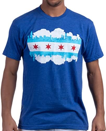 שיקגו עיר דגל סקייליין / בציר רטרו-מרגיש טריבלנד חולצה לגברים או נשים