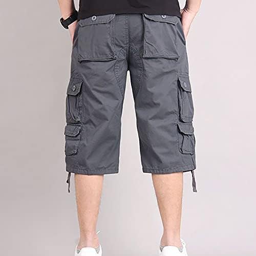 מכנסי מטען לגברים של ymosrh אופנה אופנה מזדמנת במותן אמצע המותניים בכיסים מכנסיים קצרים חיצוניים מכנסיים מזדמנים