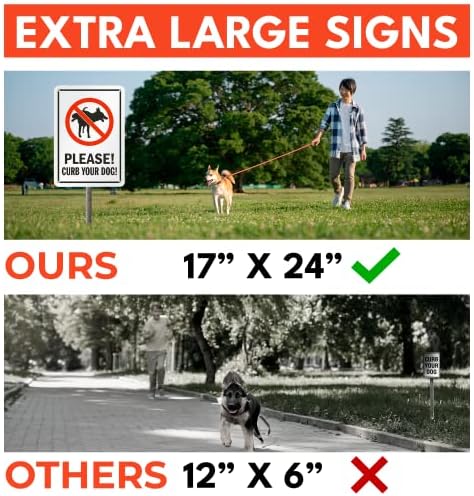 אנא לרסן את שלט הכלב שלך - גדול בגודל 17 רחב x 24 - אין גיבוי של סימן שתן של כלב קקי להתקנה מיידית - 2 חבילה