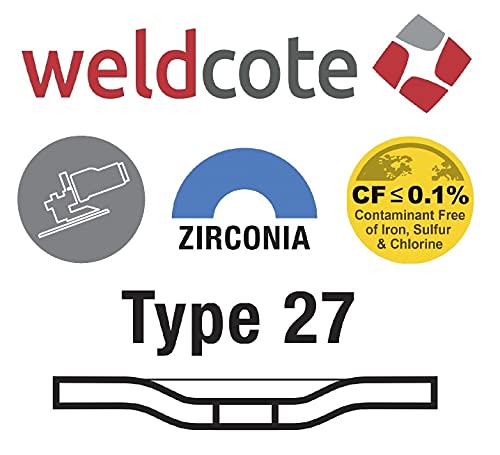 Zirconia Weldcote-Prime 4-1/2 ”x 1/4” x 7/8 ”טחינה גלגל סוג 27 חבילה של 25