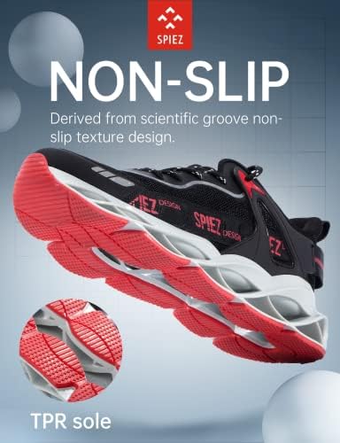 נעלי ספורט של סניקרס אופנה של Spiez Mens - נעלי ריצה ללא החלקה לגברים שחור US7.5-11.5