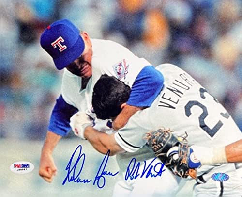 נולן ראיין ורובין ונטורה חתמו על קטטה מפורסמת חתמה על 8x10 PSA L88843 - תמונות MLB עם חתימה עם חתימה