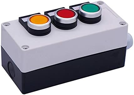 BKUANE 22 ממ 10A 440V 1NO 1NC תחנת מתגי לחצן לחצן של כפתור כפתור צהוב צהוב בצבע ירוק אדום