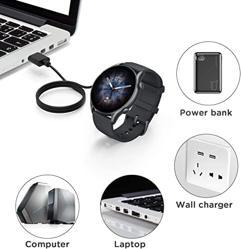 תואם למטען Amazfit T-REX 2, Lamshaw USB טעינה כבל טעינה כבל מטען תואם ל- Amazfit GTR 3 Pro / GTR 3 / GTS 3 Smartwatch
