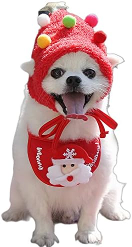 כובע עץ חג המולד של כלב חתול חג המולד חג המולד כובע סנטה כובע סנטה ירוק צווארונים מתכווננים