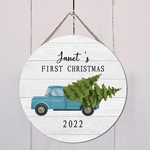 עץ סימן אישית תינוק ראשון חג המולד 2022 משפחה סימן דקורטיבי עץ חוות סימן יילוד תינוק בציר קיר דלת אמנות סימן תליית