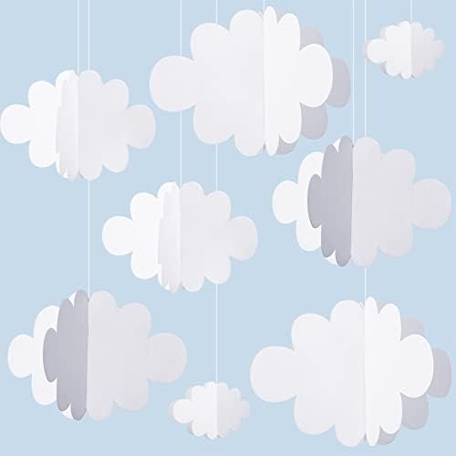 8 מחשבים קישוטי ענן תלת מימדיים עננים תלויים לקישוטים למסיבות ענן תקרה מורגשים קישוטי ענן מזויפים עיצוב כיתה אבזרי