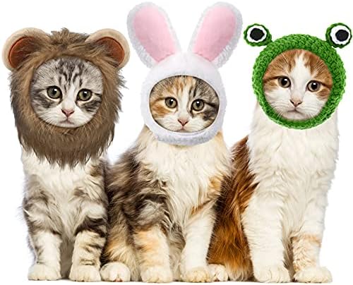 3 חתיכות כובע חתול תלבושות מתכווננת כובע ארנב חתול כובע ארנב עם ארנב אוזניים כובע חתלתול כובע קוספליי כובע לחתלתול למסיבת