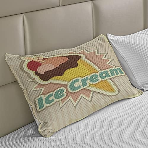 גלידת Ambesonne סרוגה כרית כרית, דפוס גלידה וינטג