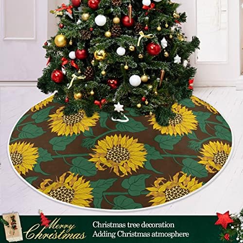 נמר Oarencol חמניות חמניות פרחוניות חצאית עץ חג המולד 36 אינץ 'מפלגת חג חג המולד קישוטי מחצלת עץ