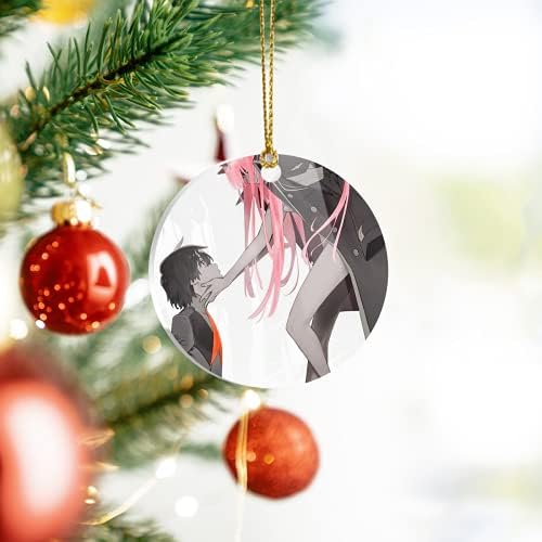 קישוט עץ חג המולד יקירי אקריליק בבית המעגל Franxx: X-Mas Hiro Decor ואפס שניים לחגים, קישוטים לעצים ואירועים, קישוט