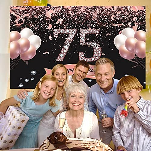 קישוטי יום הולדת 75 לנשים רוז זהב רקע יום הולדת 5.9 על 3.6 נק ' ספקי מסיבת יום הולדת שמח אספקת צילום רקע באנר יום