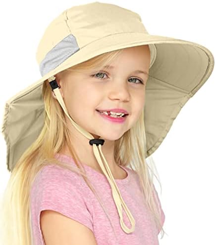 כובע שמש של Geartop Kids לבנים ולבנות עם הגנה על UV 50+, כובעי דלי לילדים, ספארי, כובע דיג, כובעי חוף 5-13 שנה