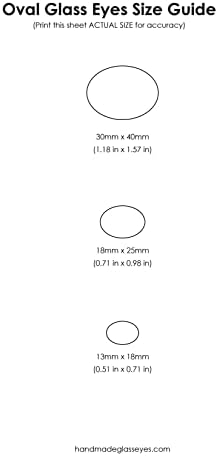 עיצובים של חרוזים של מייגן חיוור אלבינו סוס סגלגל ריאליסטי או עיני זכוכית עיזים - 13 ממ x 18 ממ, 18 ממ x 25